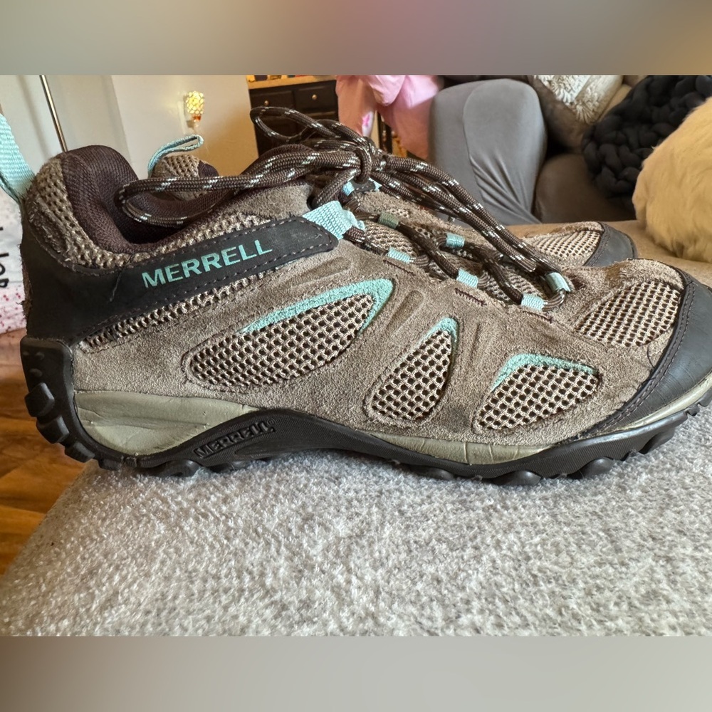 Merrell Women's Hiking Shoes in Brown and Teal, size 10 - Picture 3 of 9